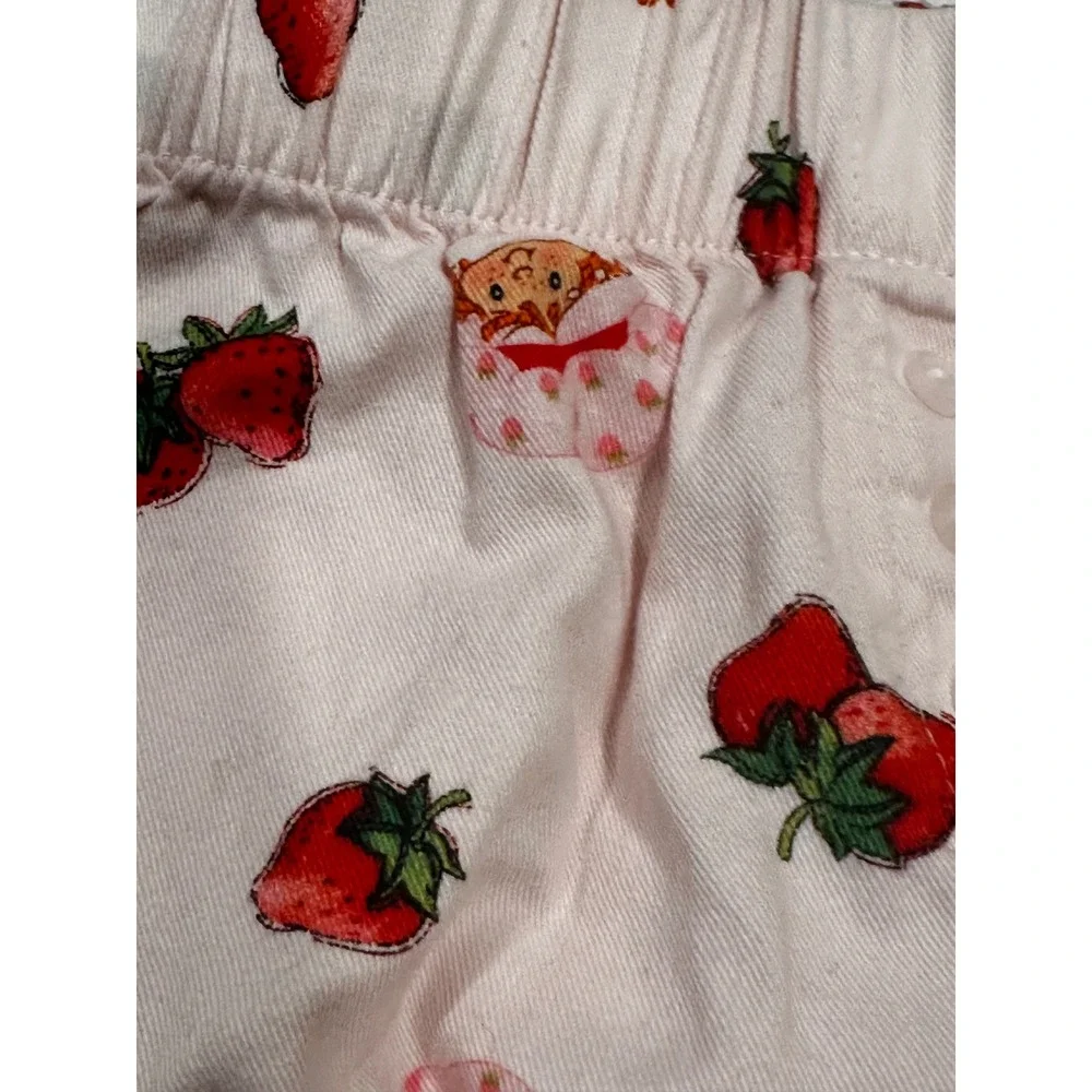 Strawberry Shortcake Pink Character Print Pajama Shorts Kids XS Elastic Waist